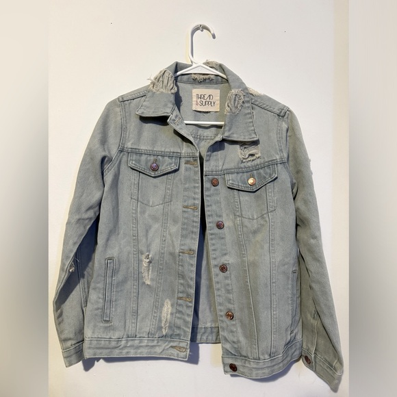 Thread & Supply Jackets & Blazers - Thread & Supply Distressed Light Wash Jean Jacket